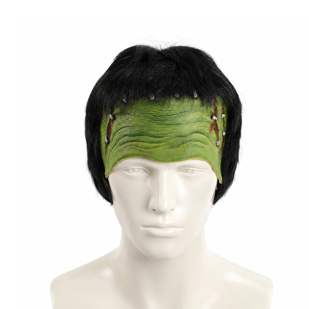 Green Monster Half-Face Headpiece with Wig, front product view