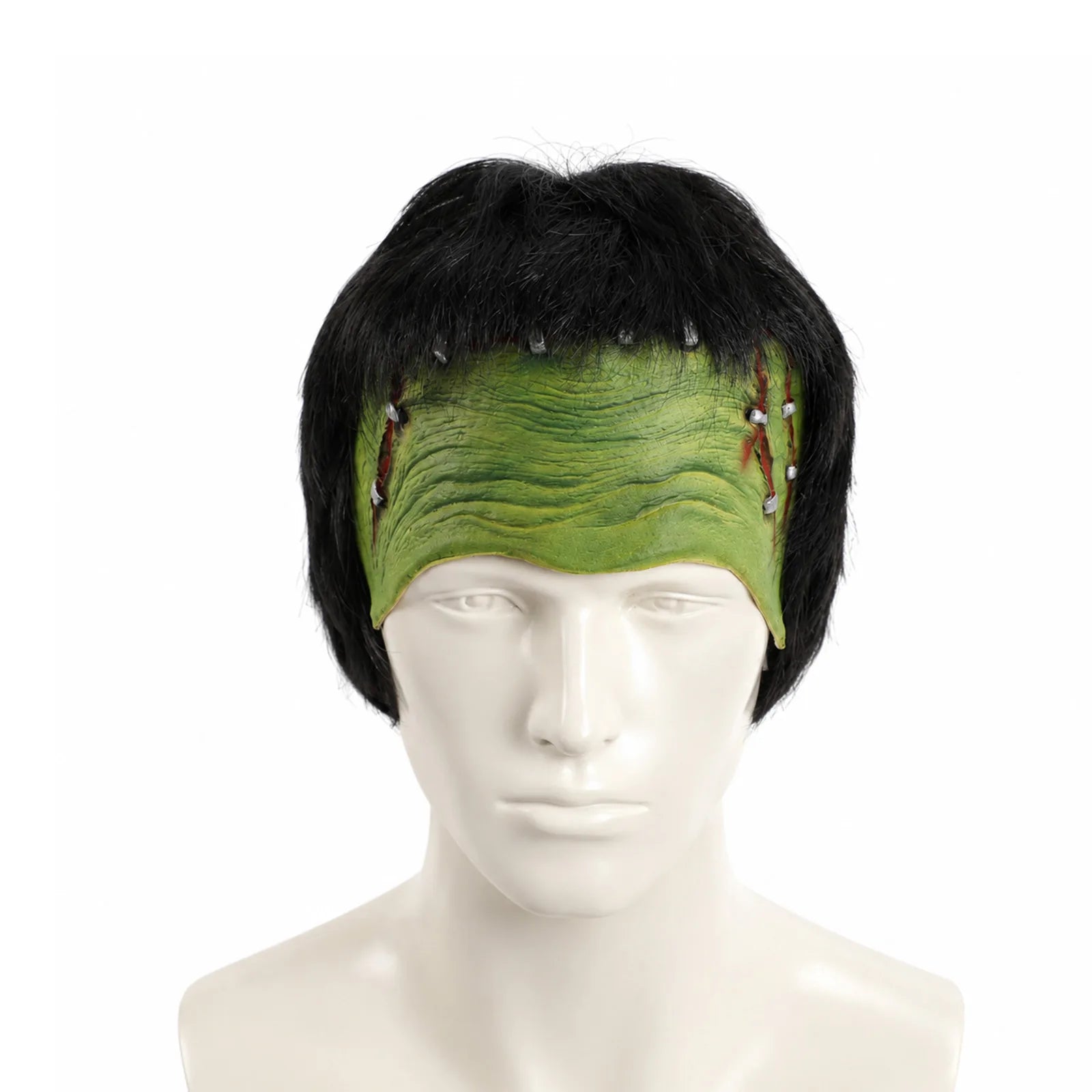 Green Monster Half-Face Headpiece with Wig, front product view