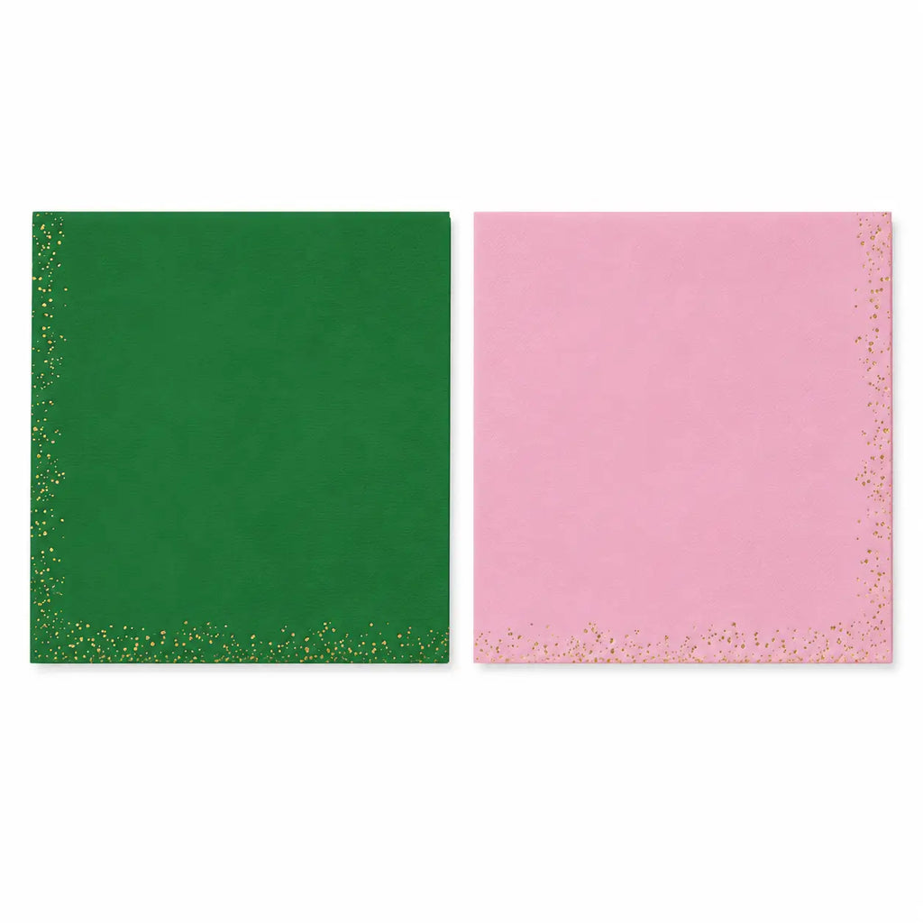 Green Pink Gold Glitter Napkins
