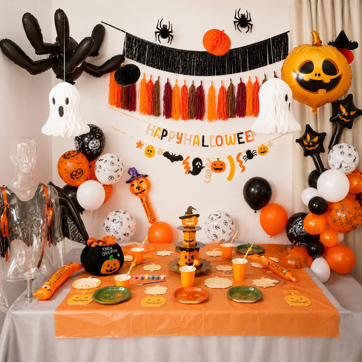Kid-friendly Halloween party setup