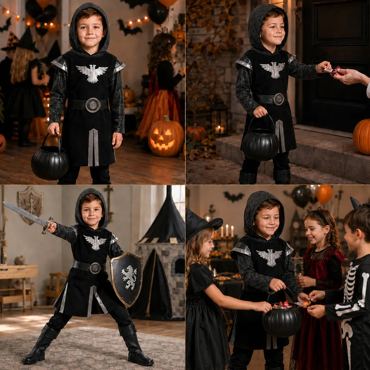 Kids medieval knight costume for pretend play and parties