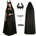 Front view of the kids black witch cape accessory set, showing its overall shape and visible design.