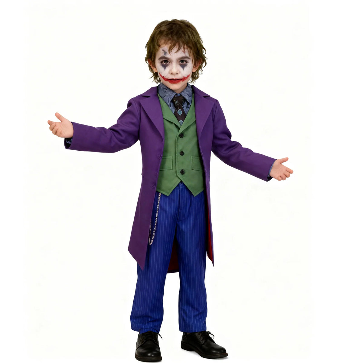 Kids Dark Knight Costume – Purple Coat 7-Piece Set – default views.