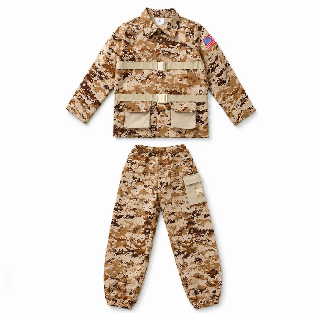 Kids desert camo shirt and pants components
