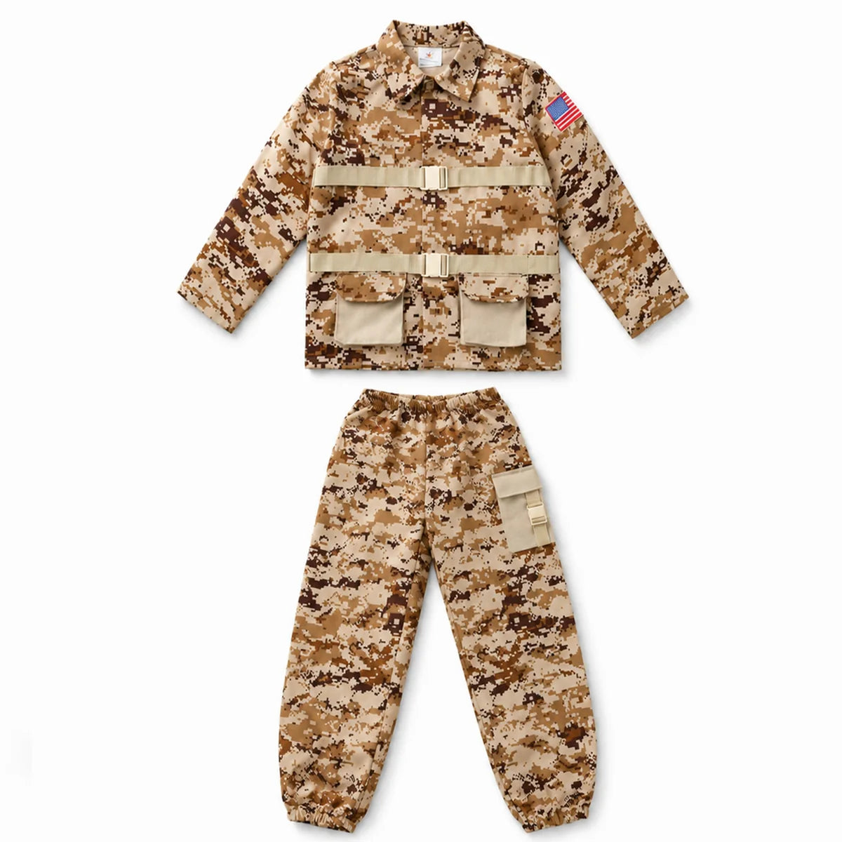 Kids desert camo shirt and pants components