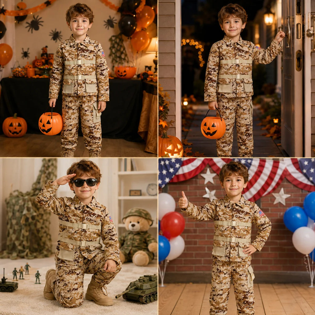 Kids camouflage costume for parties and imaginative play