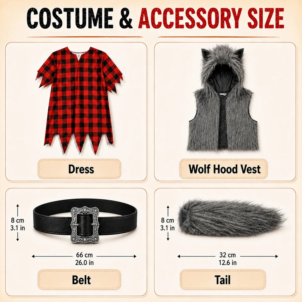 Kids werewolf costume belt and faux fur tail measurements