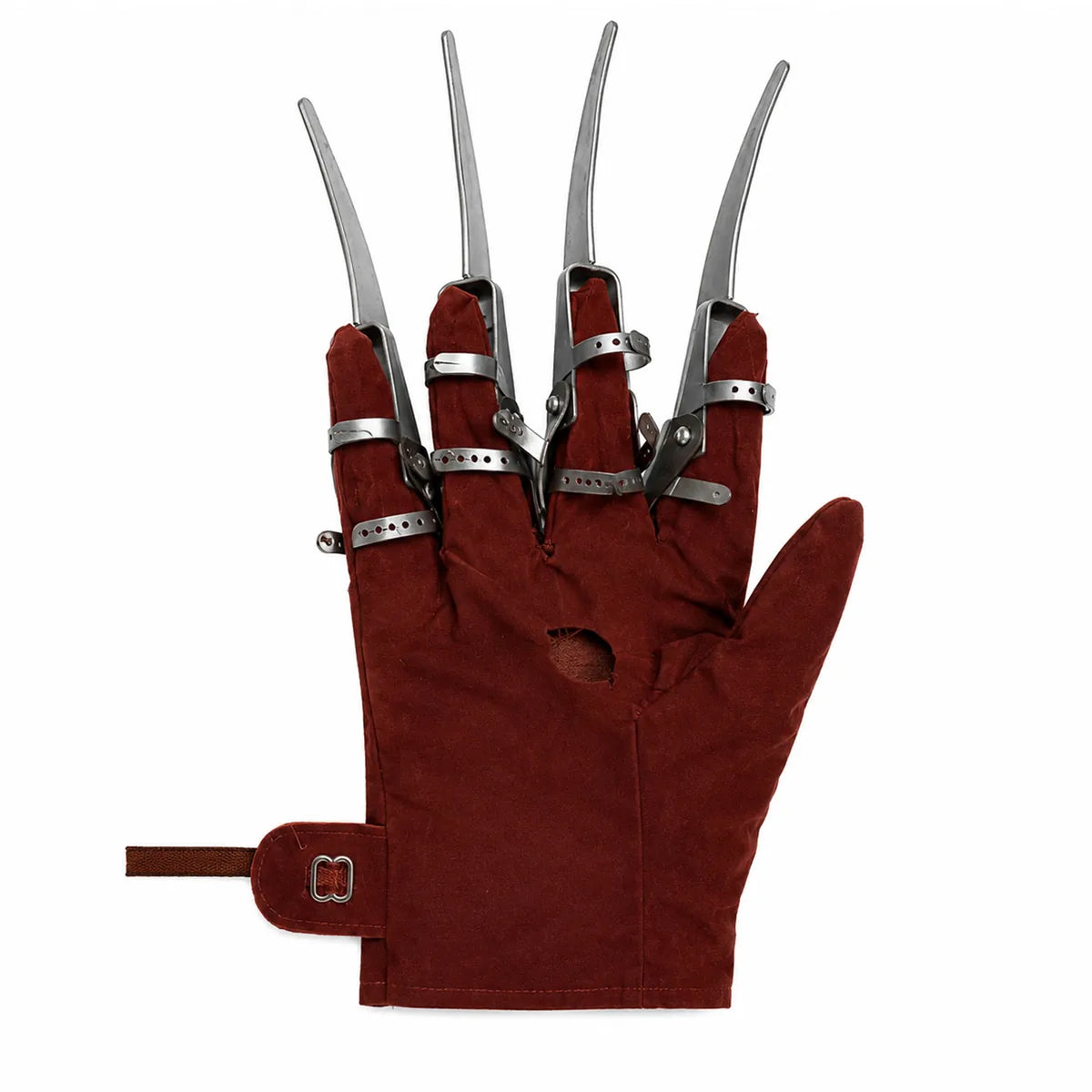 Side view of the kids horror claw glove, showing its profile and visible construction details.