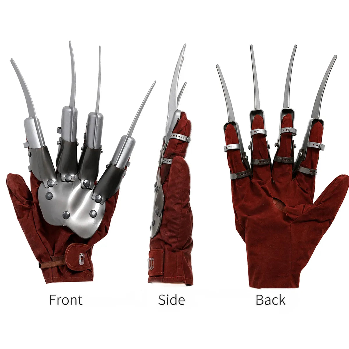 Multiple-angle view of the kids horror claw glove, showing its shape from different sides.