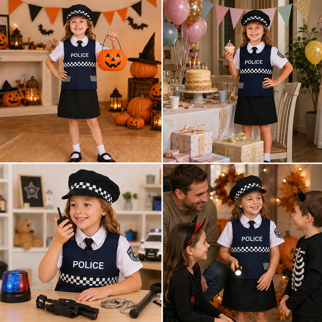 Kids police skirt costume for dress up and parties