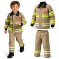 Kids tan firefighter costume with jacket and pants