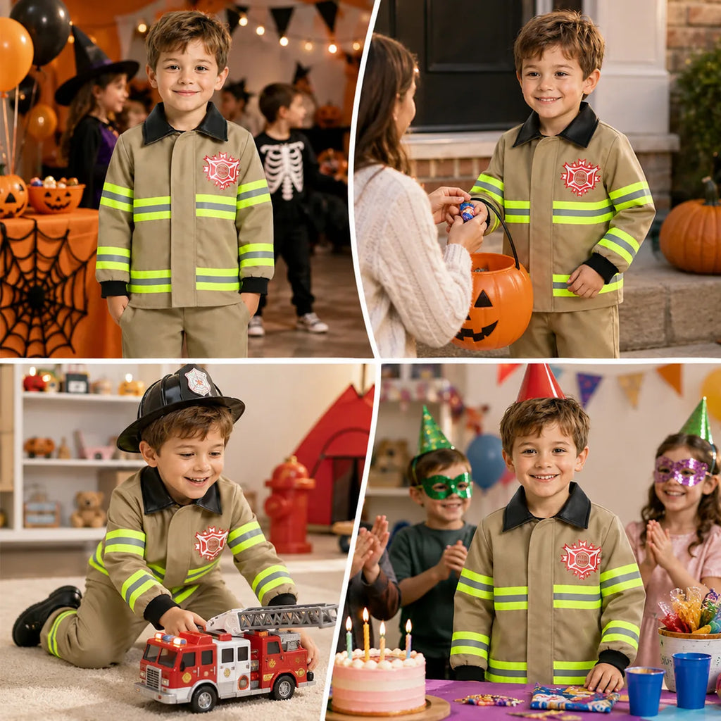 Kids firefighter costume for pretend play and costume parties