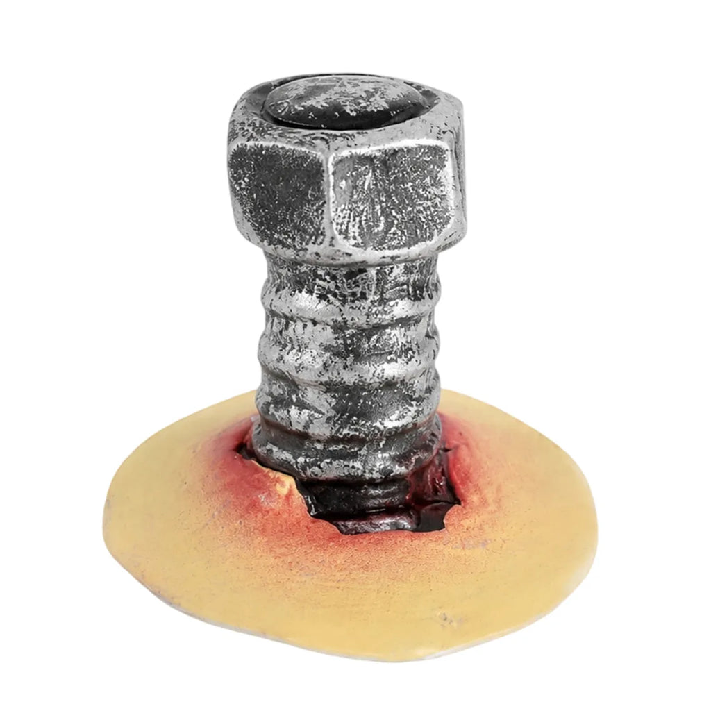 Back view of the latex screw prosthetic, showing the rear shape and visible construction.