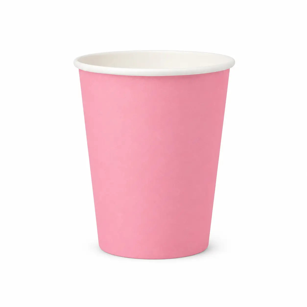 Light pink disposable paper cup with white rim for birthday, bridal shower, bachelorette, girls night, and themed party tableware.