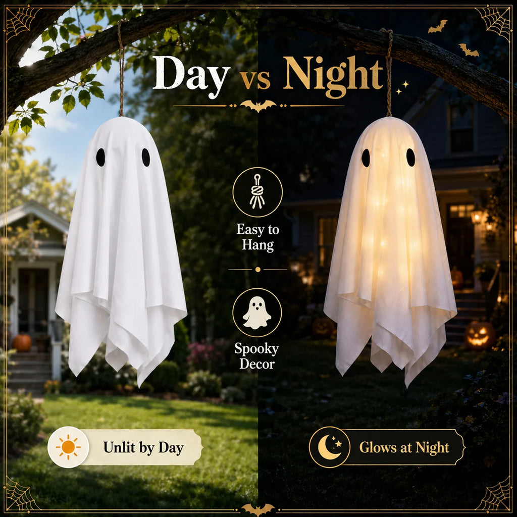 Feature graphic for the light up ghost hanging set, highlighting visible design details and intended use.