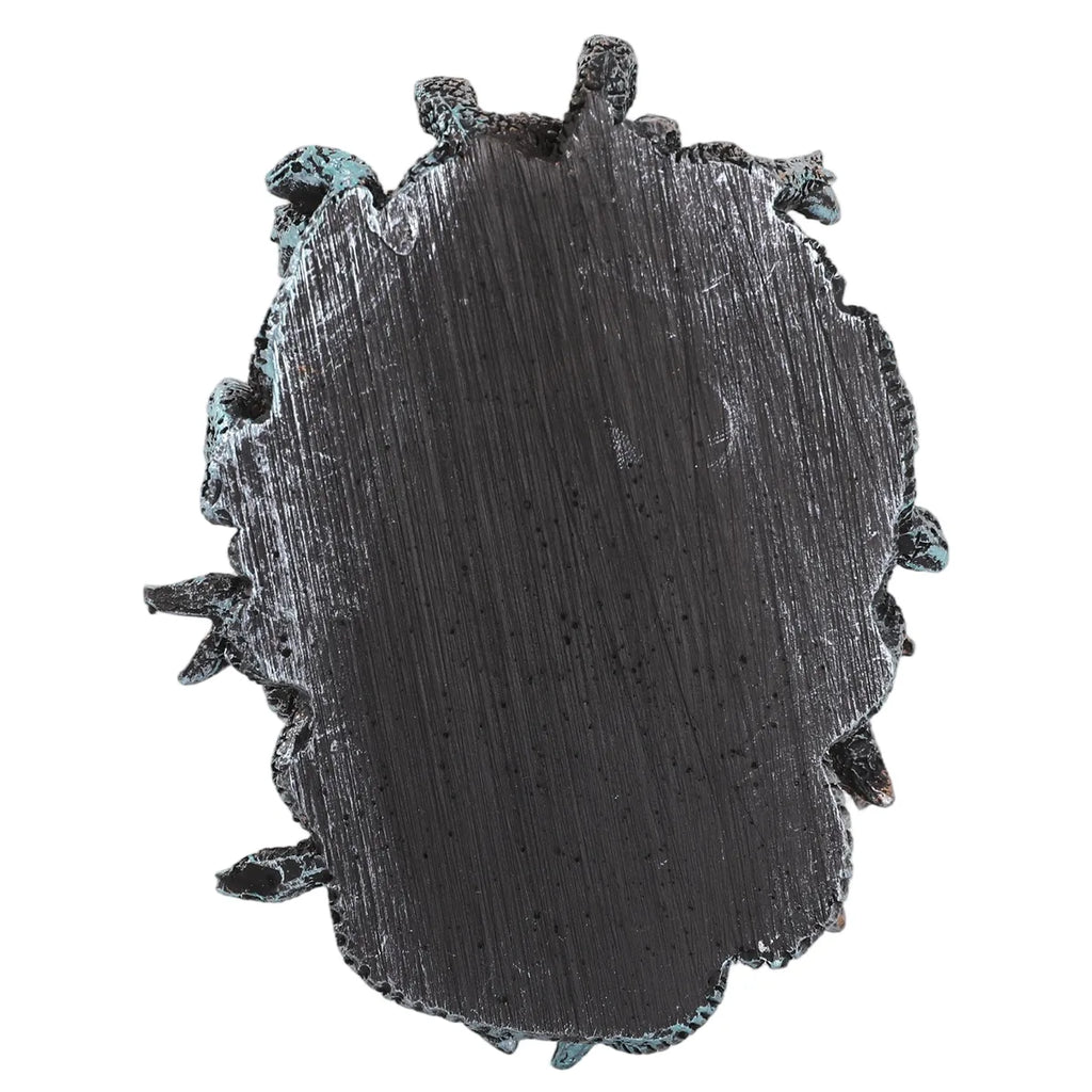 Back view shows the flat mounting surface of the Medusa ornament.