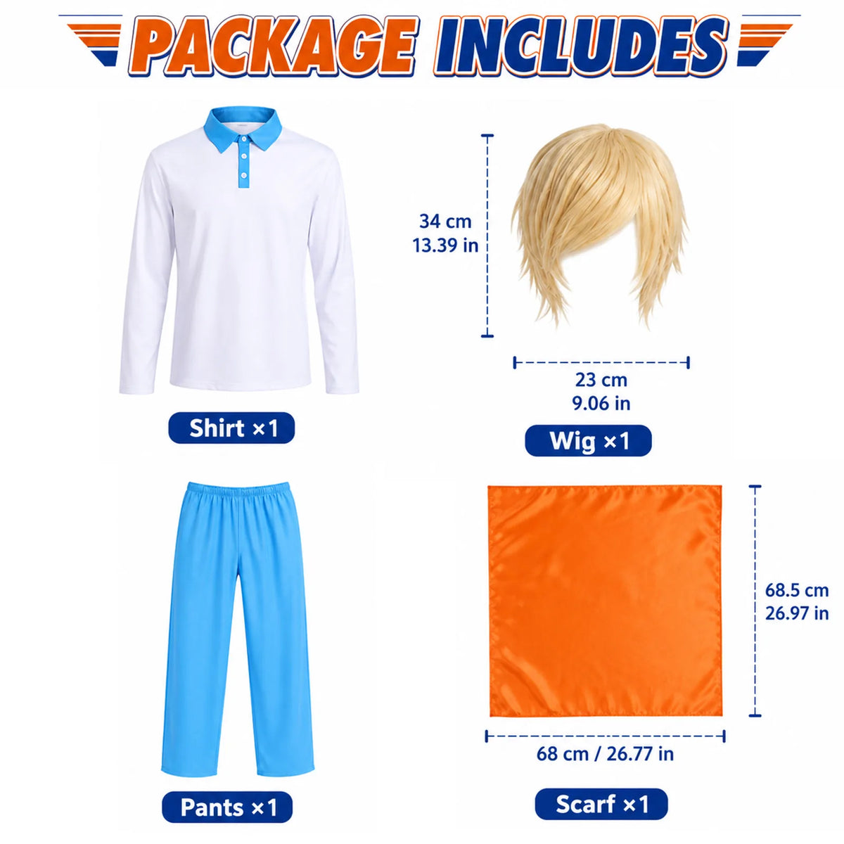 Mystery solver costume set contents and accessory measurements