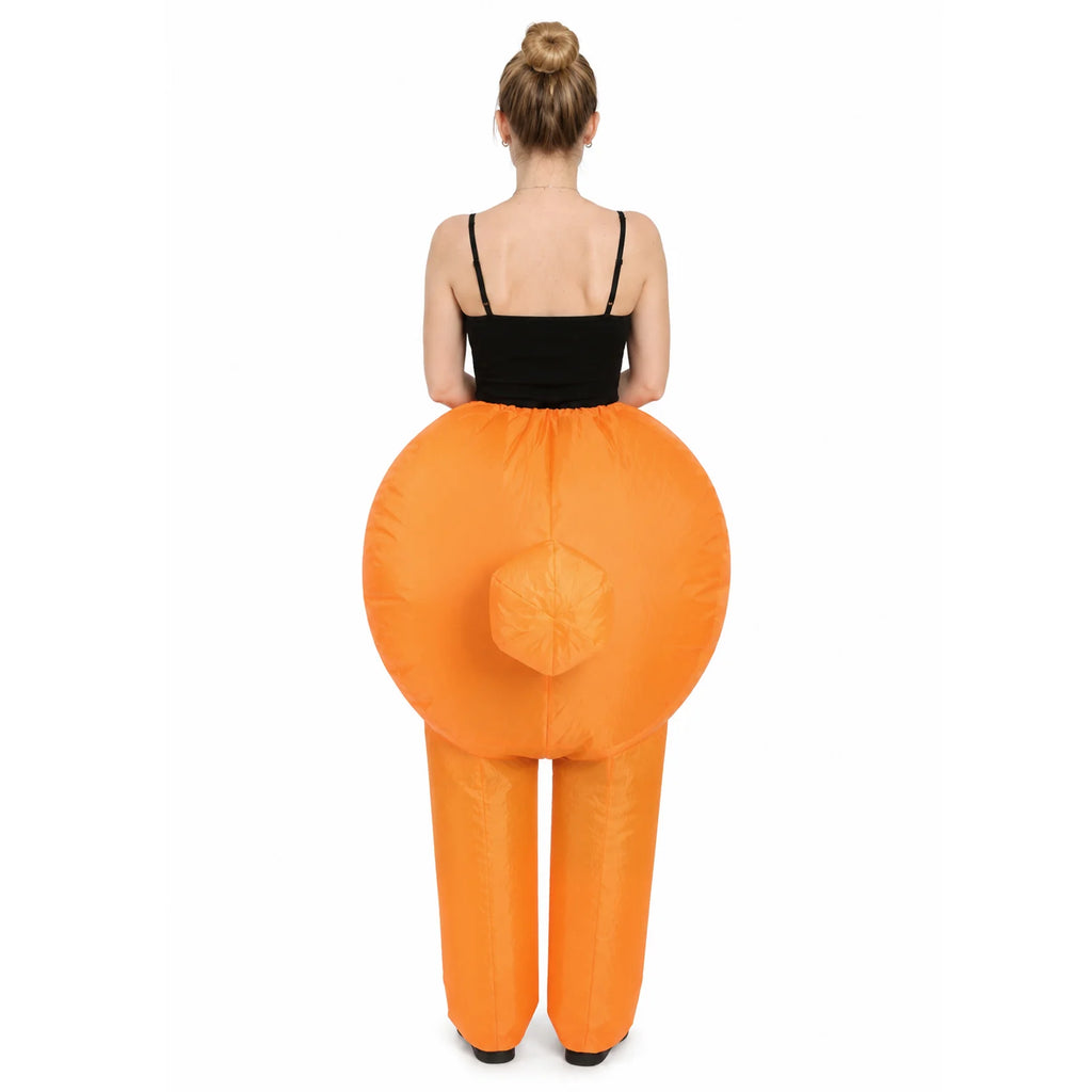 Back view of the orange tail section with its rounded caterpillar detail