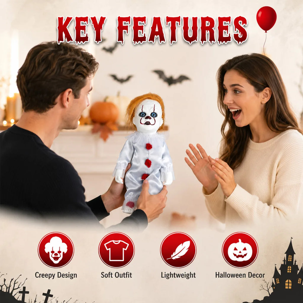 Feature graphic for the orange hair horror clown figurine, highlighting visible design details and intended use.