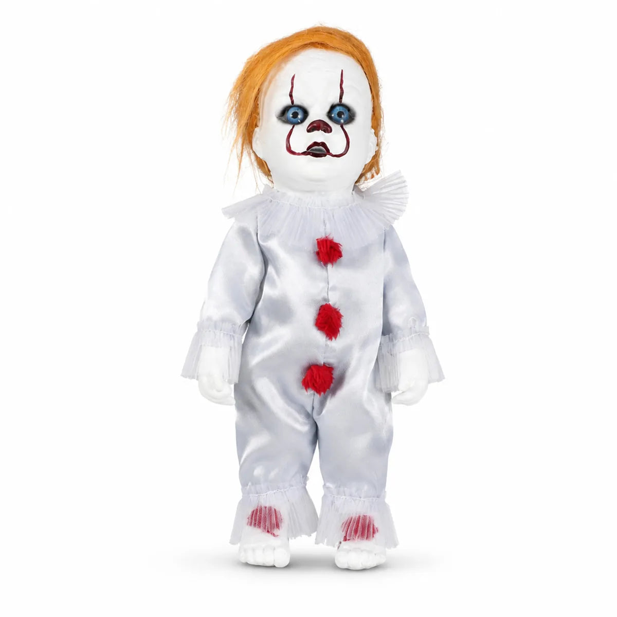 Front view of the orange hair horror clown figurine, showing its overall shape and visible design.