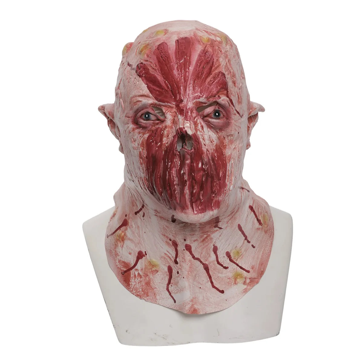 Pink lipless horror mask shown from the front with exposed mouth texture.