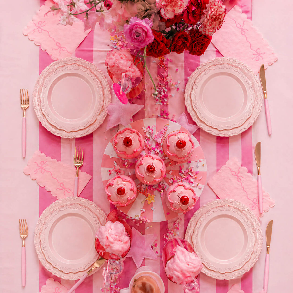 Holiday party supplies and table decorations