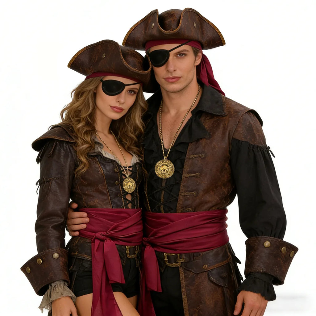 Back view of the pirate costume accessories set, showing the rear shape and visible construction.