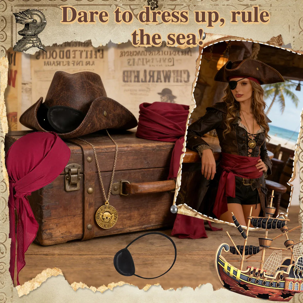 Feature graphic for the pirate costume accessories set, highlighting visible design details and intended use.