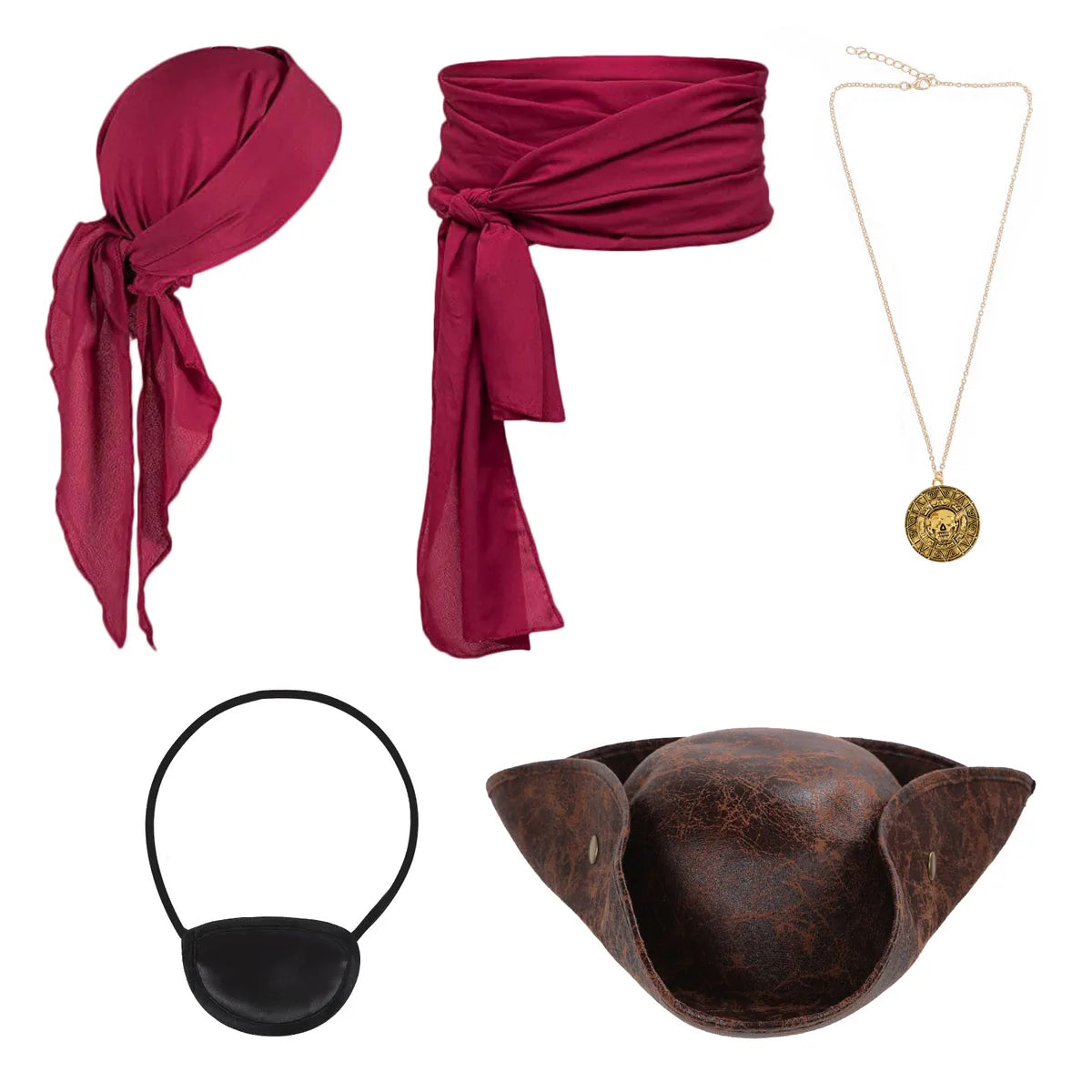 Styled view of the pirate costume accessories set, showing how the item appears in use.