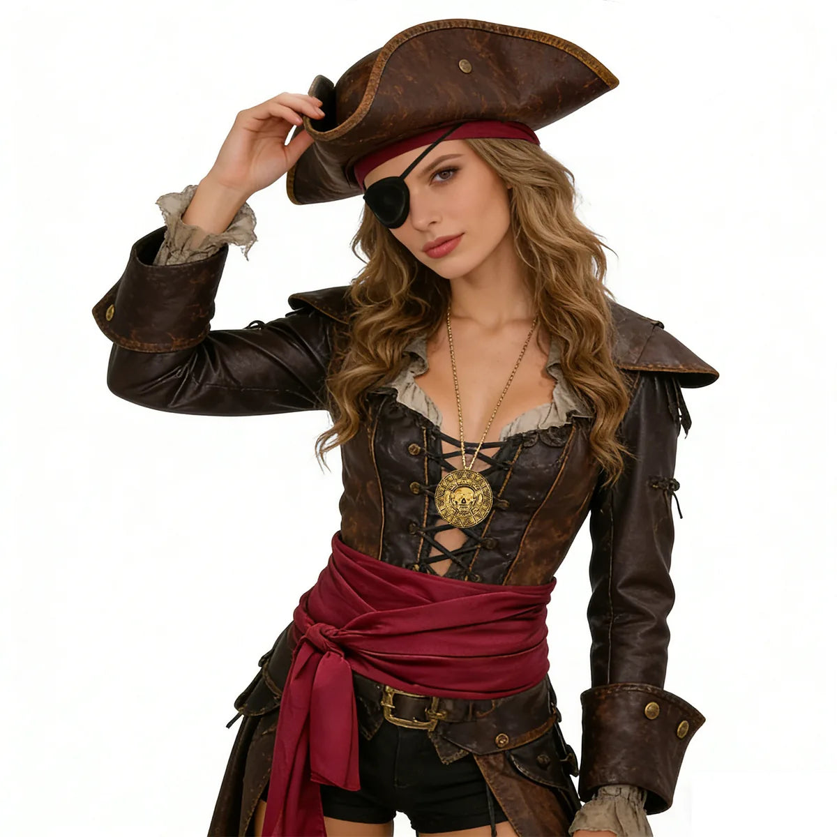 Multiple-angle view of the pirate costume accessories set, showing its shape from different sides.