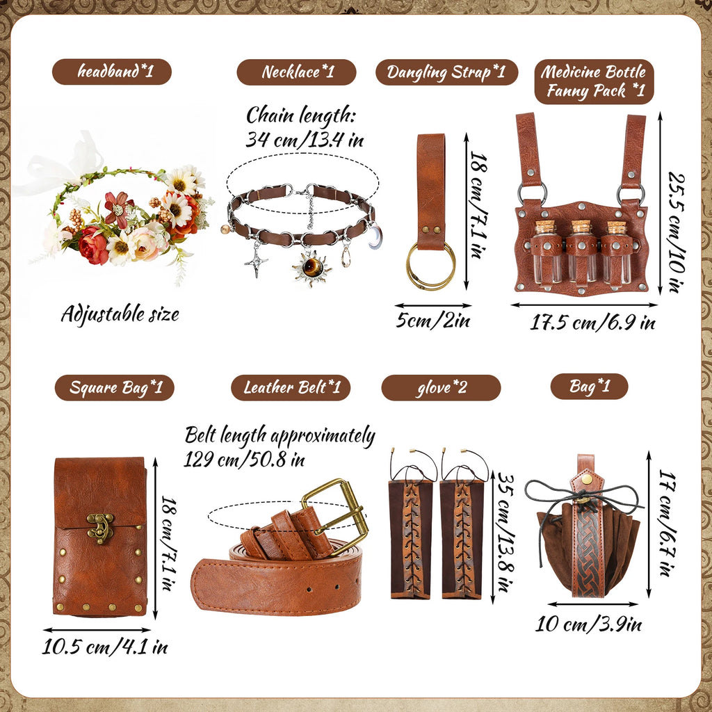 Measurements for pirate wench costume belt pouches cuffs crown and bottle holder