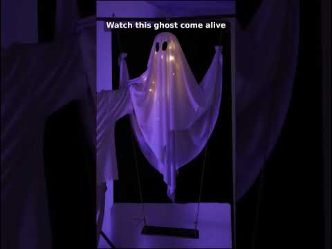 59-Inch Hanging Ghost on Swing Halloween Decoration — Lighted or Non-Lighted