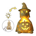 Lit pumpkin ghost dog USB lamp with glowing face and pumpkin.
