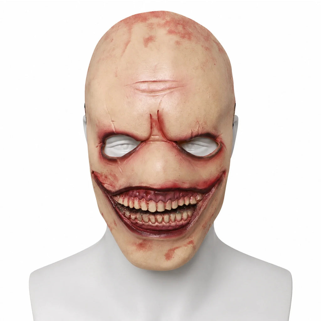Front and three-quarter views of the Bald Grinning Horror Mask