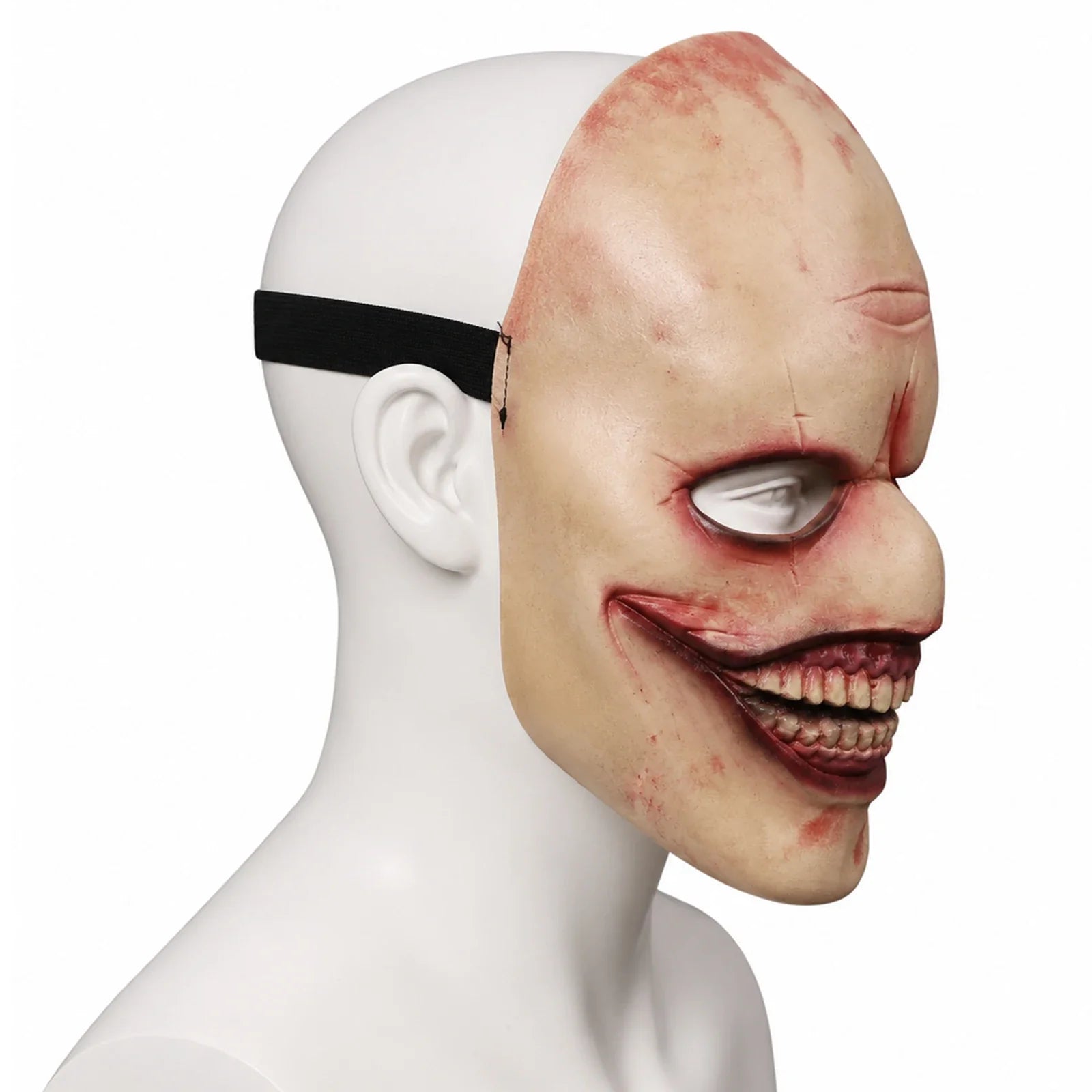 Side and rear views of the Bald Grinning Horror Mask