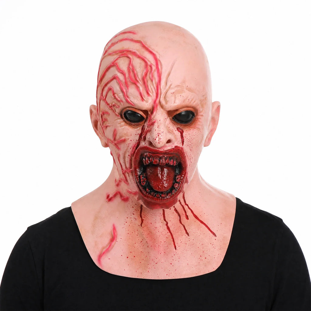 Alternate front view of the Bloody Demon Full-Head Mask on a clean background