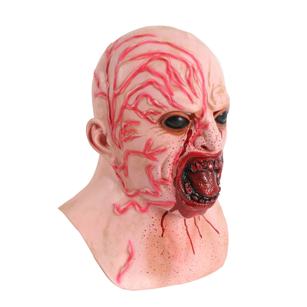 Front and three-quarter views of the Bloody Demon Full-Head Mask