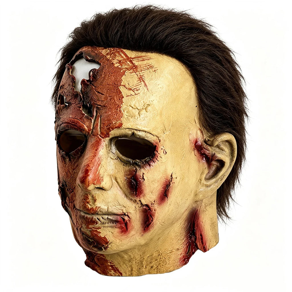 Side and rear views of the Bloody Slasher Mask & Prop Knife Set