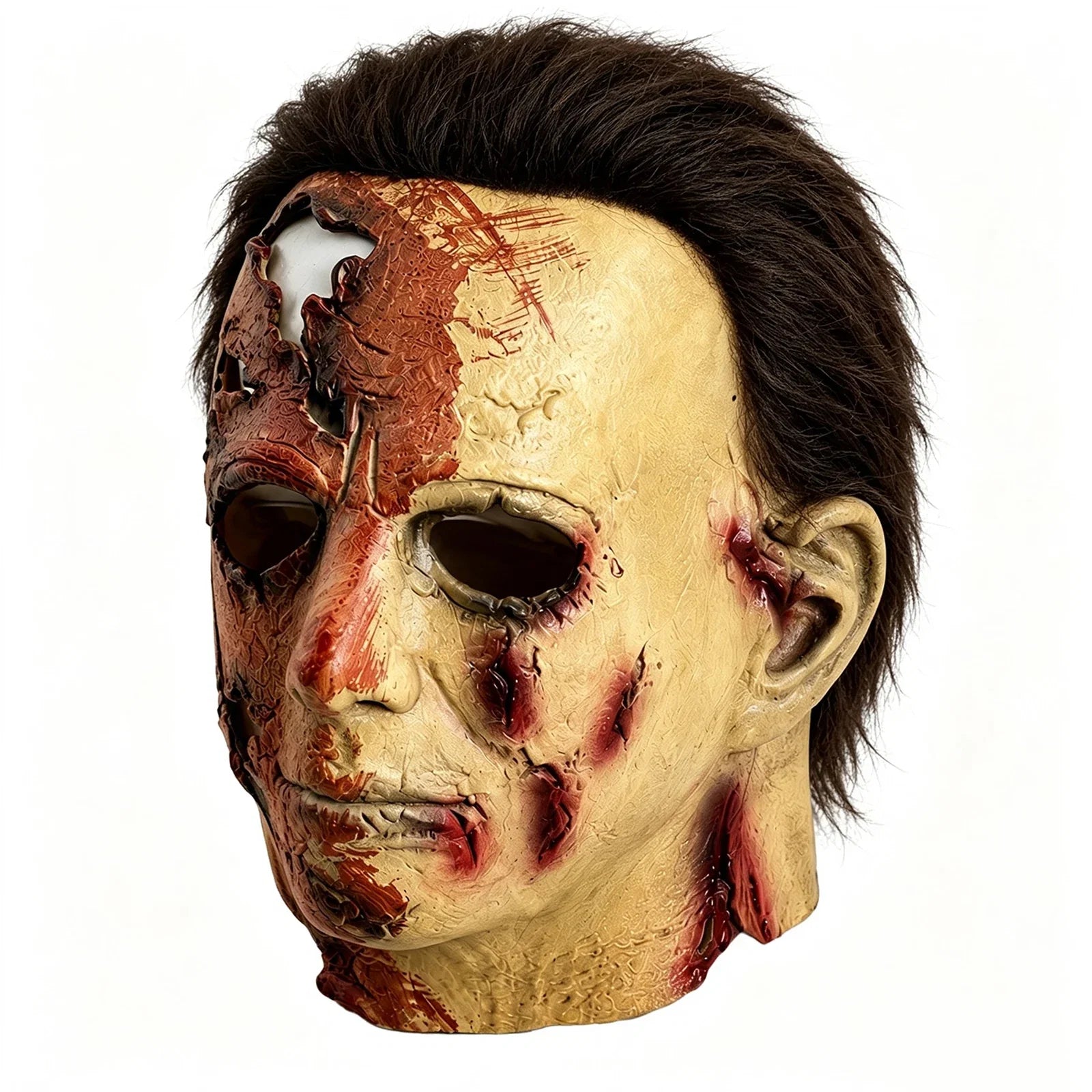 Side and rear views of the Bloody Slasher Mask & Prop Knife Set
