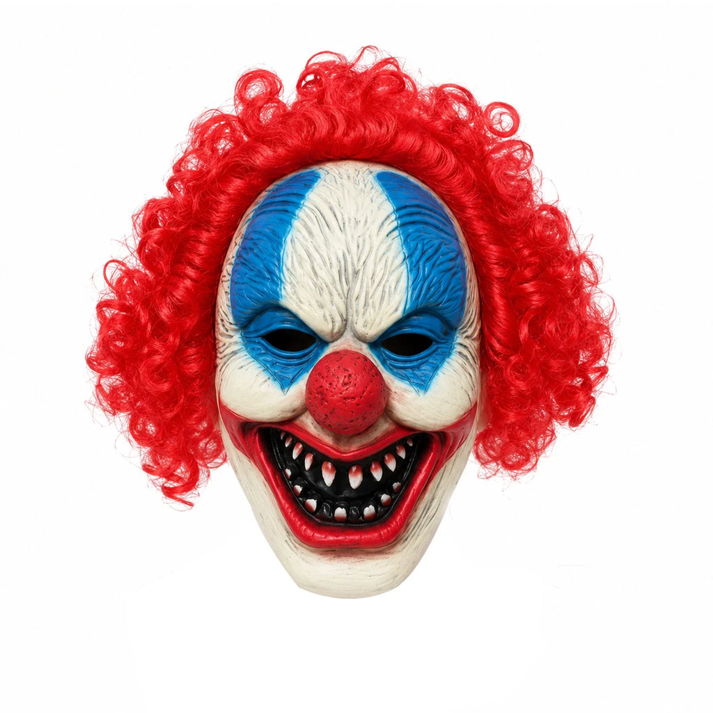 Alternate front view of the Blue-Eyed Red Hair Clown Mask on a clean background
