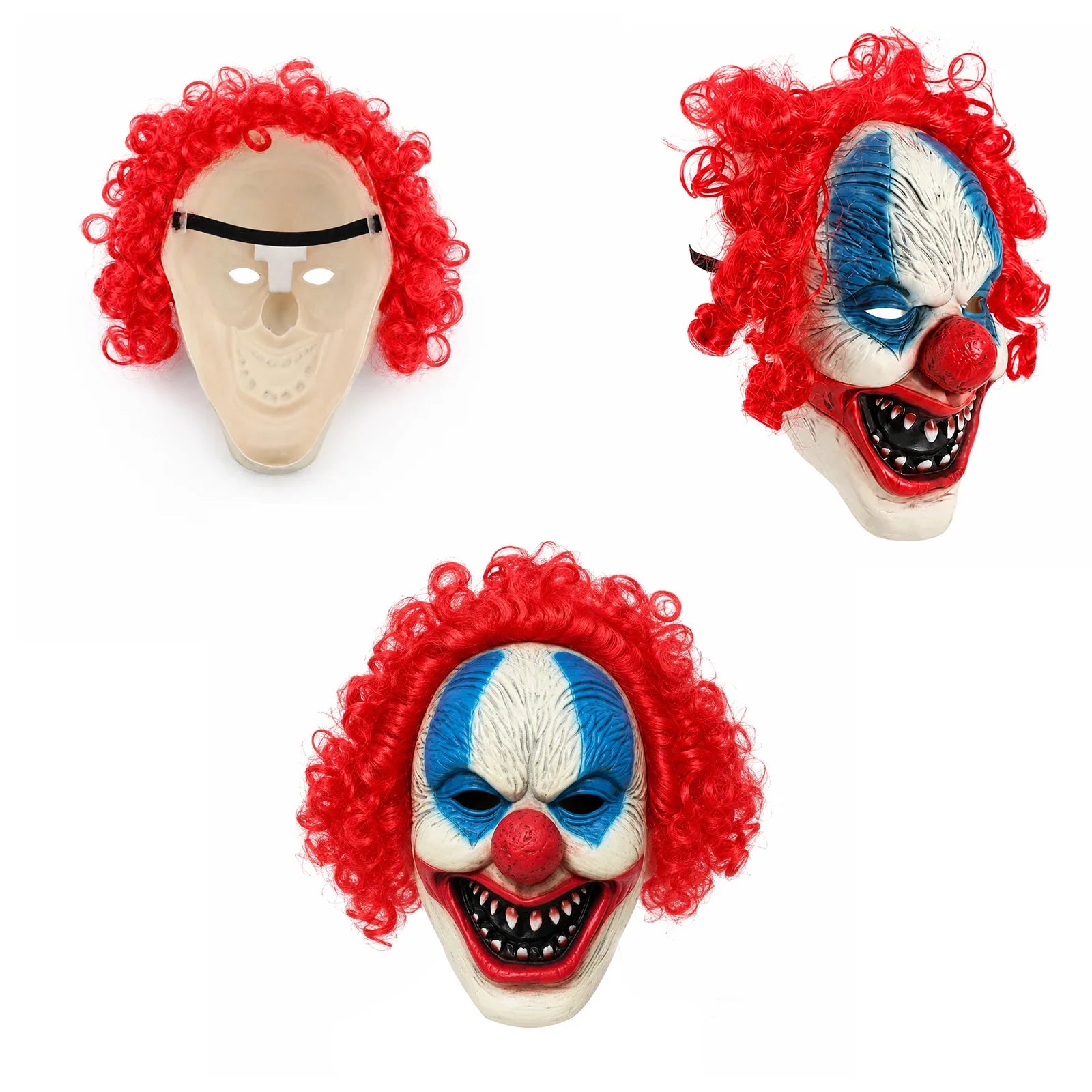 Additional wearing angles of the Blue-Eyed Red Hair Clown Mask