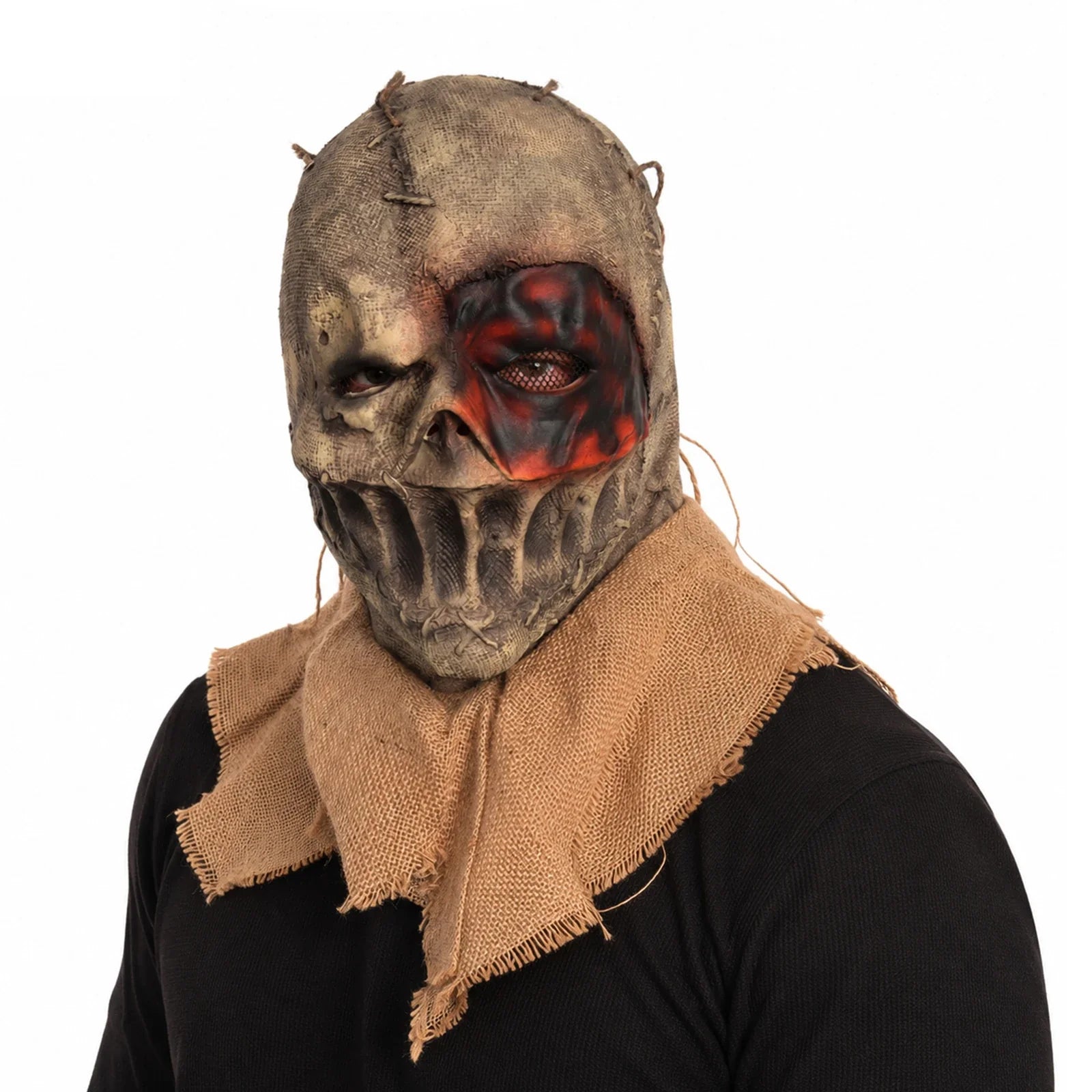 Alternate front view of the Burlap Clown Full-Head Mask on a clean background