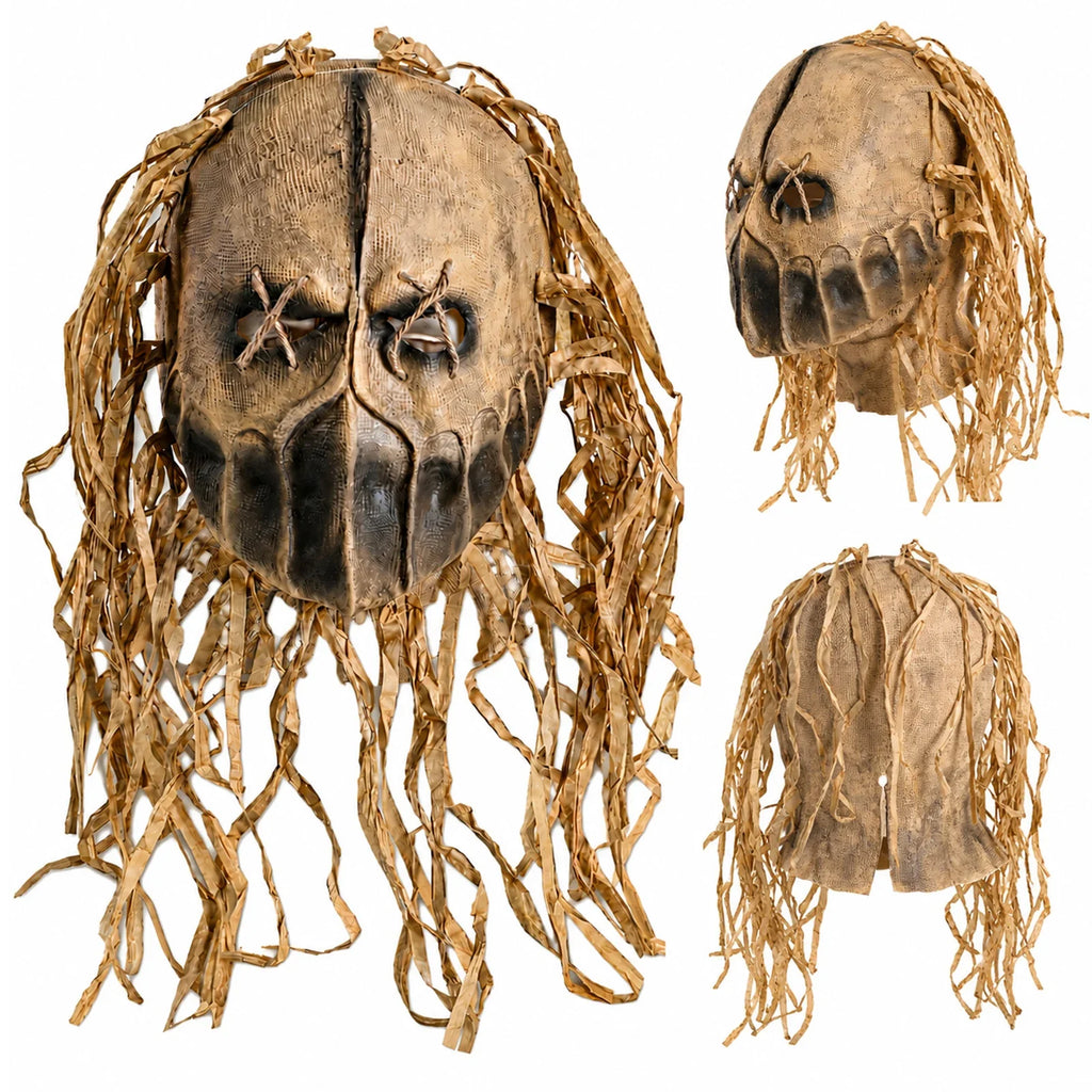 Additional wearing angles of the Burlap Scarecrow Full-Head Mask
