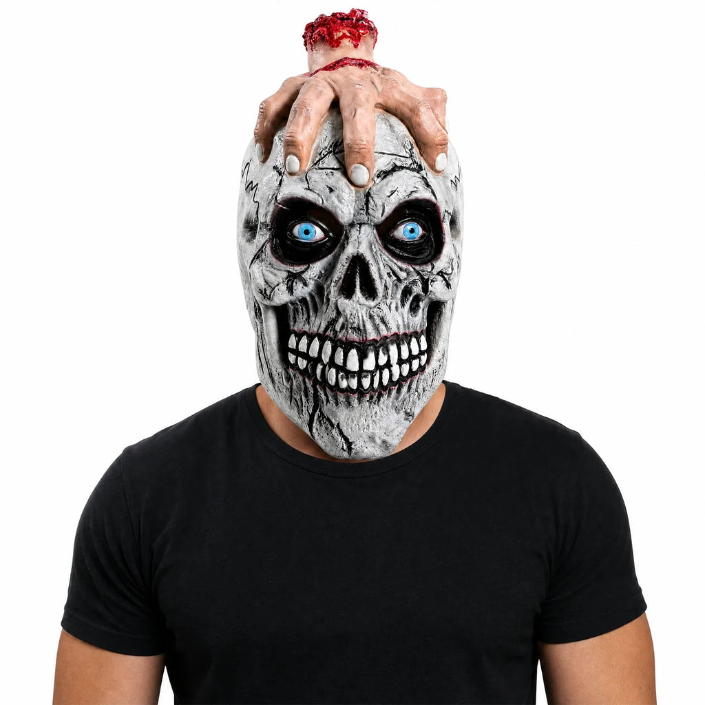 Alternate front view of the Clawing Hand Skull Mask on a clean background