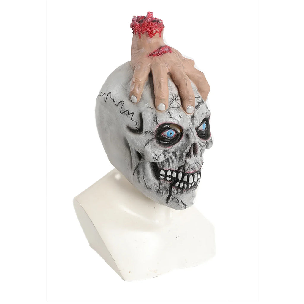 Front and three-quarter views of the Clawing Hand Skull Mask