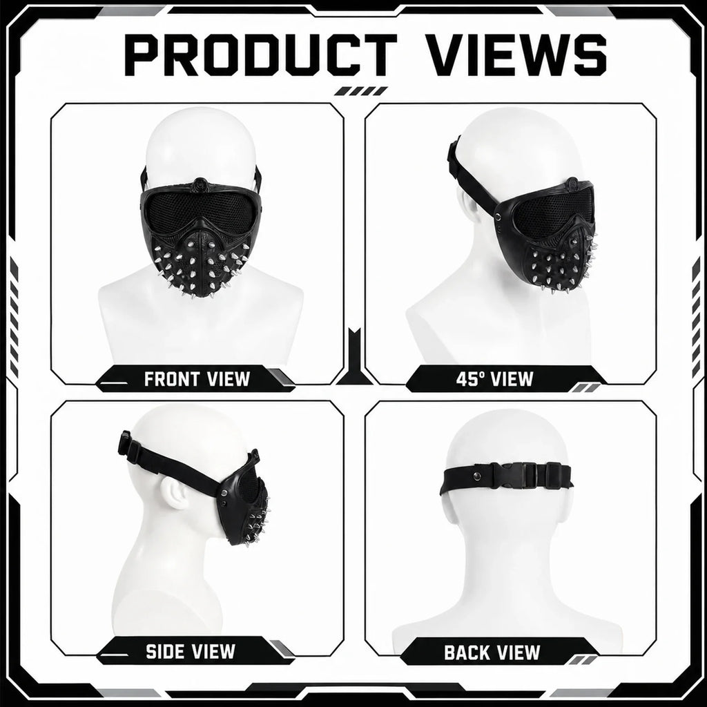 Front and three-quarter views of the Light-Up Black Watchdog Mask