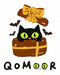 Qomoor party supplies logo with black cat and gift box