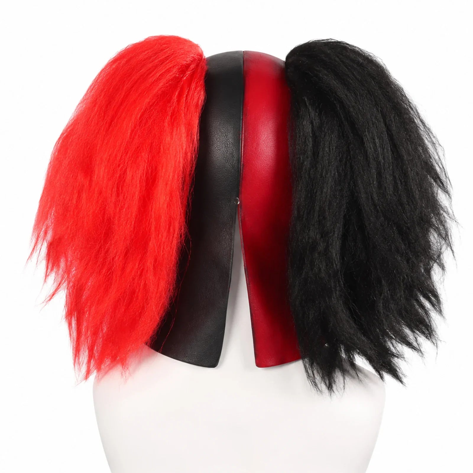 Additional wearing angles of the Red & Black Hair Evil Clown Mask