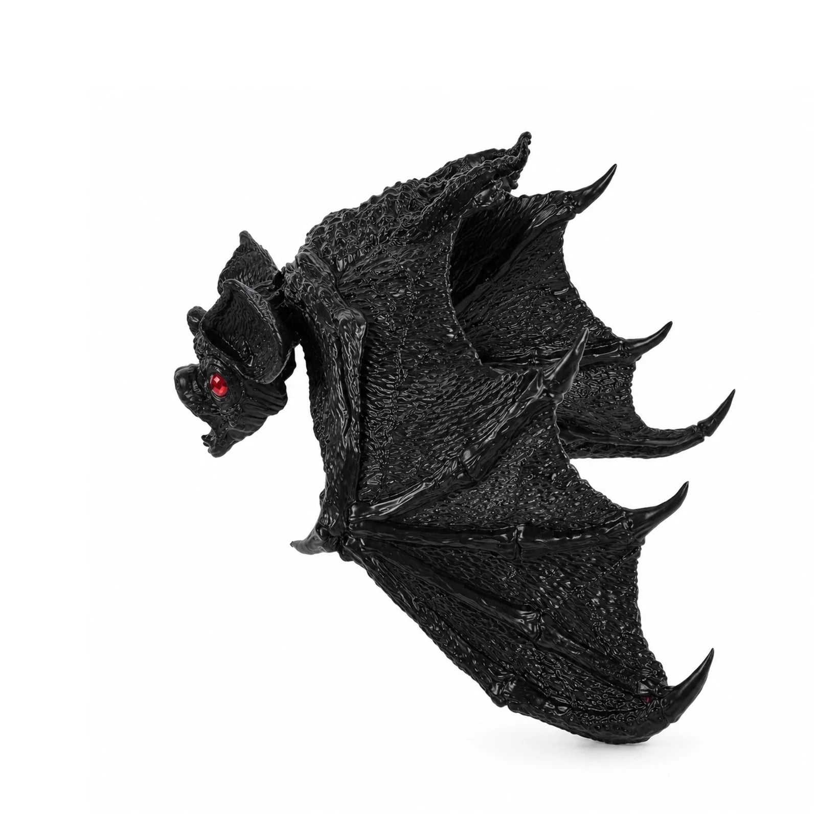 Side and rear views of the Red-Eyed Hanging Bat Decoration