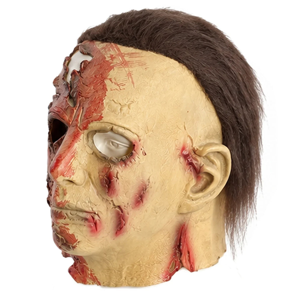 Front and three-quarter views of the Scarred Slasher Mask – Two Styles, scarred-face style